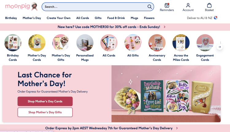 Moonpig: 30% Off Mother’s Day Gift Cards